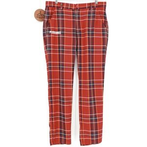 Pleasures Now Mens Rudeboy Plaid Pant Red 34x32 Flat Front Holiday Cotton Relax
